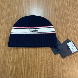 Fusalp Dark Blue Beanie with Red and White Stripes